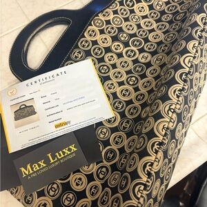 CHANEL black  and cream Logo Pattern Bag preloved